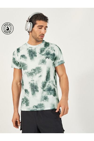 Styli Tie-Dye Print Workout T-Shirt with Logo Detail