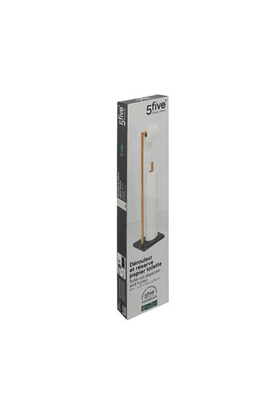 5five Simple Smart Θήκη για χαρτί υγείας Lera Black, μπαμπού, πολυρεζίνη, 22 x 18 x Υ 78 εκ.