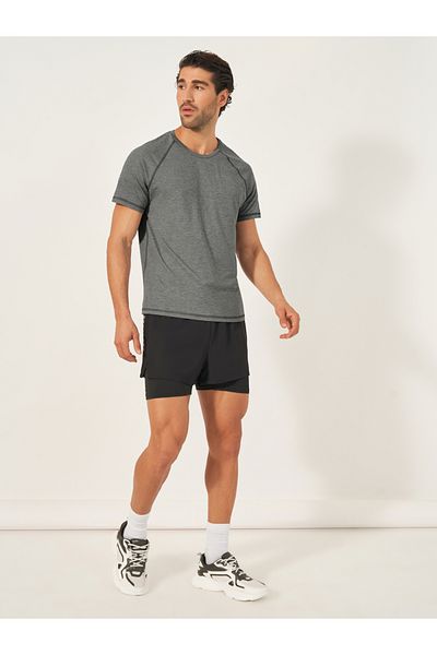 Styli Melange Knit Stretch Raglan Workout T-Shirt