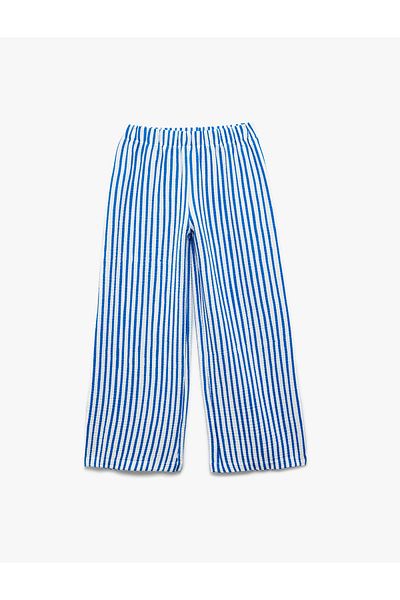 Koton Pantaloni cu dungi largi texturate cu talie elastică
