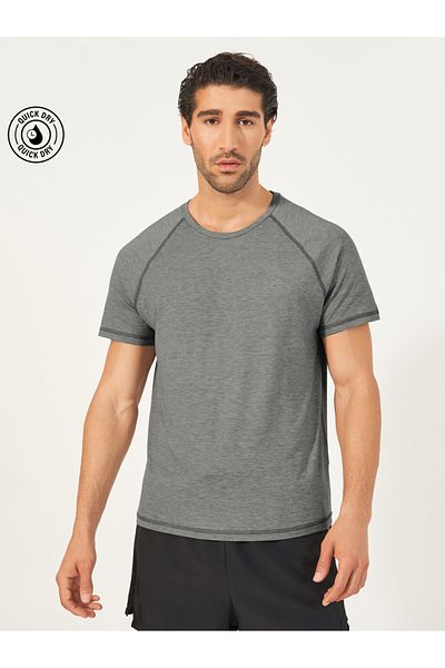 Styli Melange Knit Stretch Raglan Workout T-Shirt