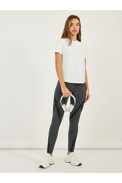 Styli Textured Back Mesh Panels Short Sleeves Top