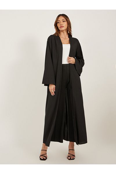 Styli Regular Fit Maxi Kimono with Side Slit Detail
