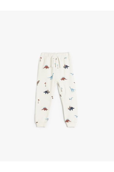 Koton Dinosaur printed drawstring cotton sweat bottoms.
