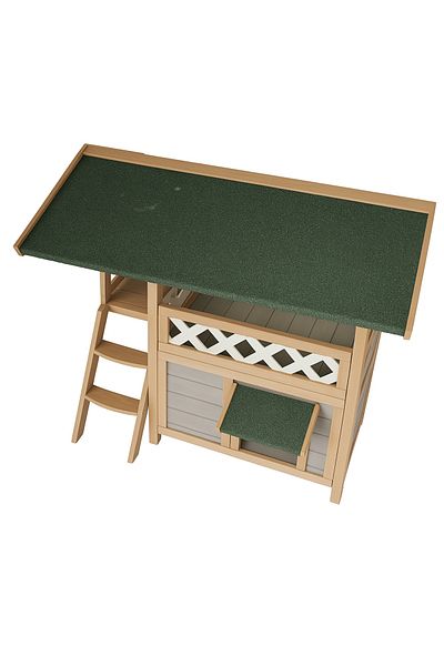 Buntz Cusca din lemn pentru pisici, Buntz, doua niveluri, 78x58x72cm, Bej deschis