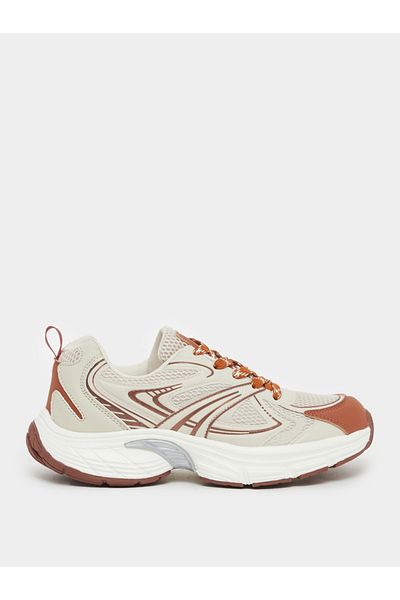 Styli Beige Contrast Toe Sneakers