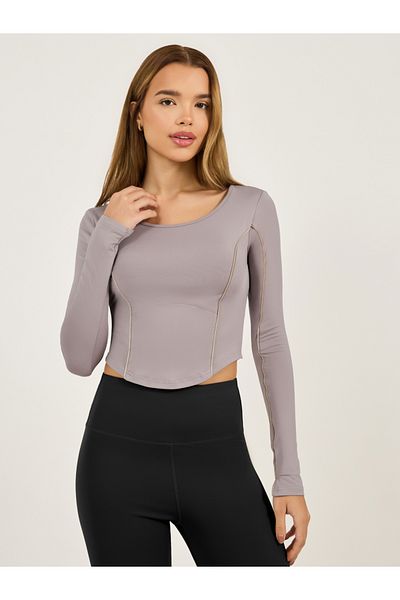 Styli Contrast Piping Arm Split Long Sleeves Top