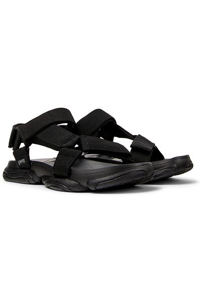 CAMPER Women's Black Hook And Loop Strap Sandals Lightweight Back-Tie Flat Sole Everyday Karst