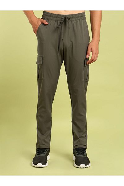 Technosport By Styli Men Solid Slim Fit Cargo Track Pants with TS FLEXI