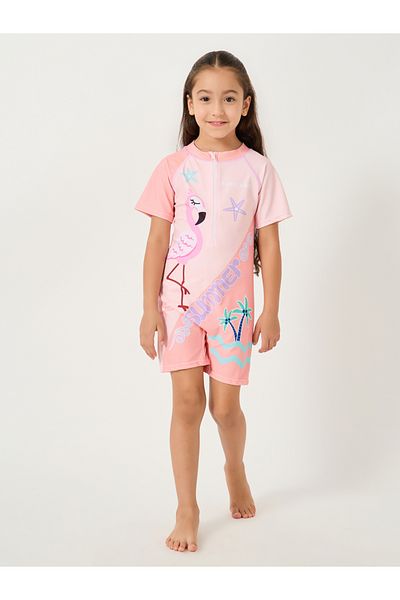 Styli Graphic Print Short Sleeve Swimsuit with Underwear