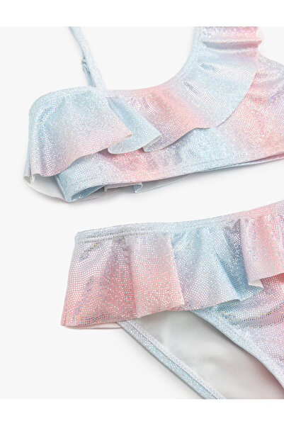 Koton Bikini Takımı Fırfırlı Tek Omuz İnce Askılı
