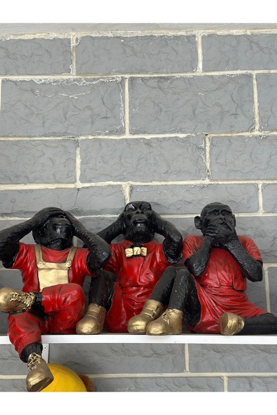 Alçıdan 3’lü dekor maymunlar biblo