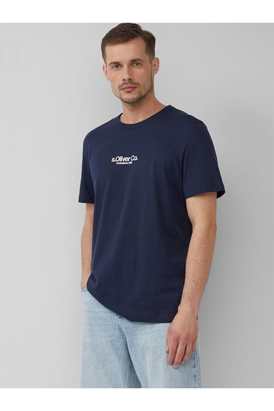 s.Oliver Tricou bărbătesc cu imprimeu logo, bumbac, croială regulată