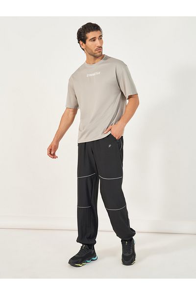 Styli 4-Way Stretch Woven Cargo Fit Training Track Pants with Contrast Piping Detail