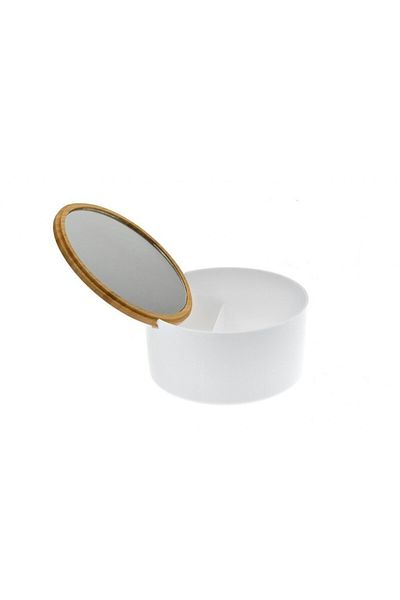 Excellent Houseware Cosmetic organizer with mirror, white, round, 13x7 cm