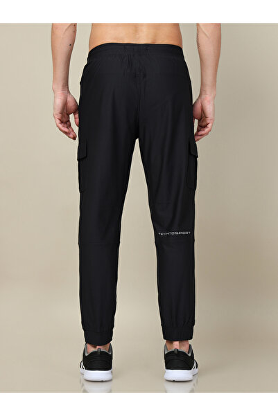 Technosport By Styli Men Solid Slim Fit Cargo Track Pants with DURACOOL+