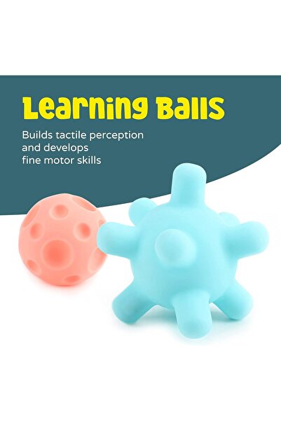 The Moon Brand The Moon Baby Learning Toy Balls - 6 Pack Soft Textured Sensory Balls (Pastel)