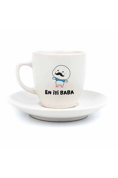 PALTO TASARIM Best Dad Ever Cream Turkish Coffee Cup - Fathers Day Gift Turkish Coffee Cup