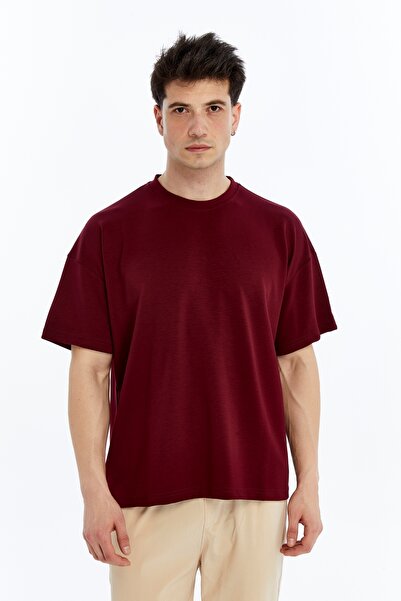 KRAVEN Erkek Modal Tişört Oversize Rahat Bol Kalıp T-Shirt Ağır Kumaş Kolay Kırışmaz Ütü Gerektirmeyen