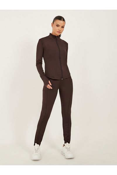 Styli Brown Solid Activewear Set