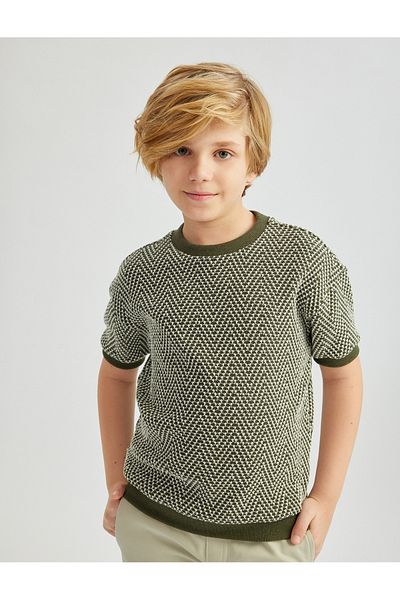 Koton Oversized short sleeve crew neck knit sweatshirt.