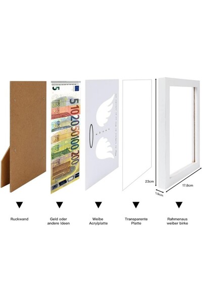 Finabol Wooden photo frame, A5 format, angel wings, white, Finabol