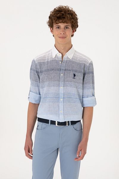 U.S. Polo Assn. Men's Indigo Long Sleeve Shirt 50300007-Vr028