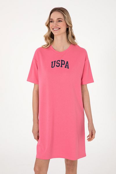 U.S. Polo Assn. Women's Pink Modal Blend Crew Neck Mini Length Knitted Dress 50306675-Vr167