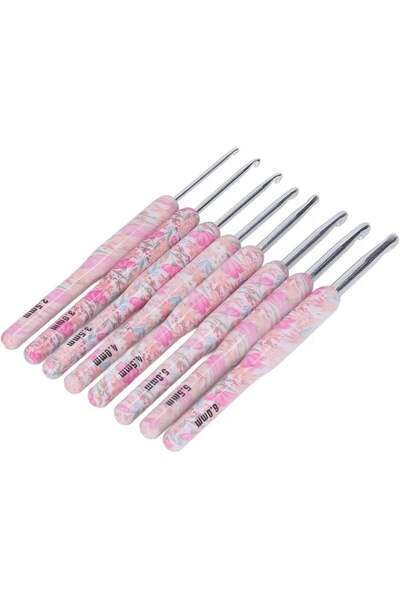 NT Çiçek Desenli Saplı Örgü Tığ Seti 12398 | 8 Adet Tığ