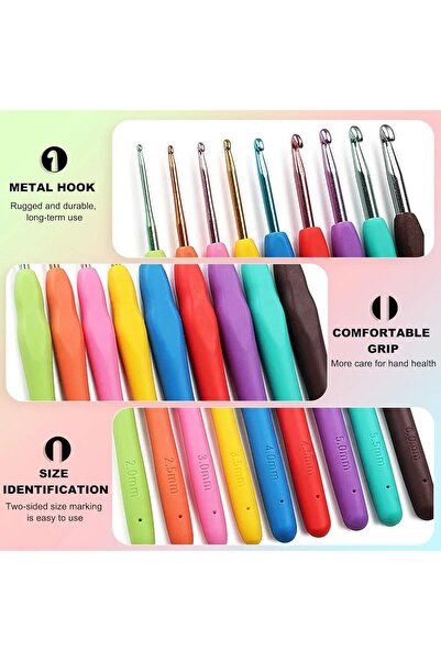 OZN AKSESUAR Σετ βελονάκια με λαβή από σιλικόνη Renkl 12411 | 9 κροσέδες