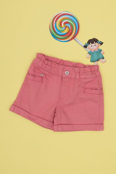 U.S. Polo Assn. Girl's Pink Relax Fit Waist Drawstring Detailed Jean Shorts 50301833-Vr167