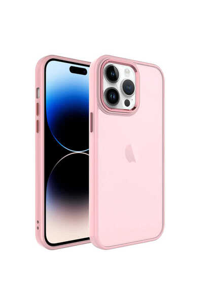 halkhouse Apple iPhone 14 Pro Kılıf Buzlu Sert PC Renkli Esnek Silikon Şık Ma...