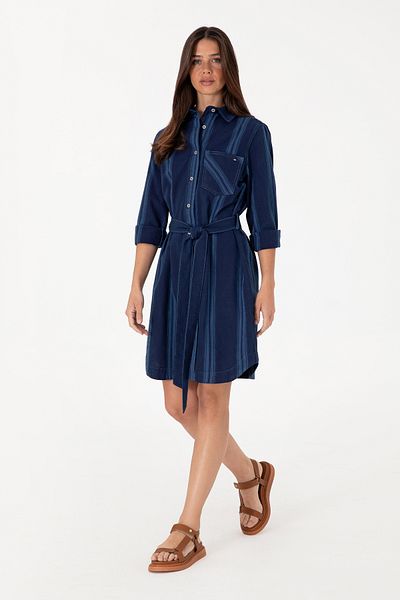 U.S. Polo Assn. Women's Blue Belted Mini Length Jean Dress 50308362-Dn0022