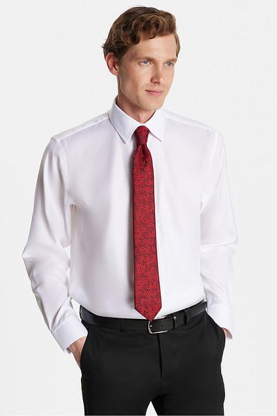 Tudors Regular Fit Λευκό Μη Σιδερένιο 100% Βαμβάκι Φιλικό προς το περιβάλλον Πουκάμισο χωρίς σιδέρωμα με πιστοποίηση Eko Tex