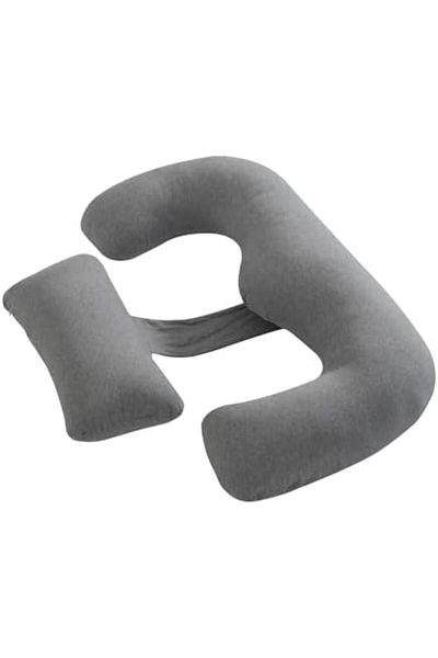 Moon Organic Multi Position Maternity Pillow with Detachable back support -Light Grey