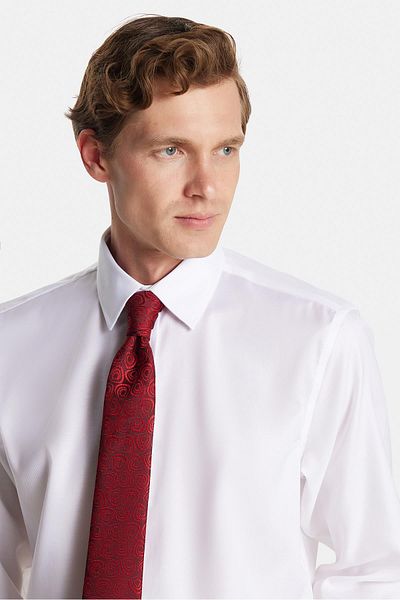 Tudors Regular Fit Λευκό Μη Σιδερένιο 100% Βαμβάκι Φιλικό προς το περιβάλλον Πουκάμισο χωρίς σιδέρωμα με πιστοποίηση Eko Tex