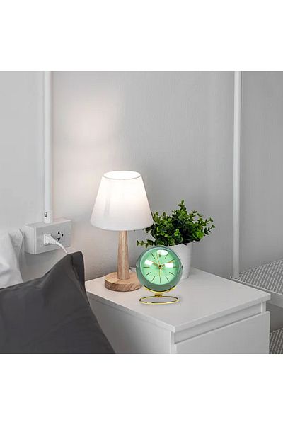 BOEM Analog alarm clock, Metal/PVC, 11x9x6.5cm, Green/Gold