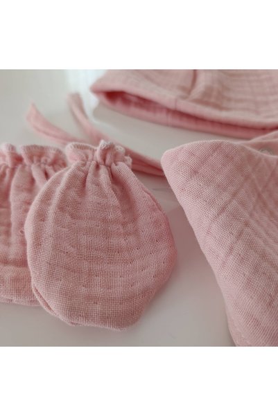 belladuri Pink Muslin Hospital Release Set of 4, Newborn Set