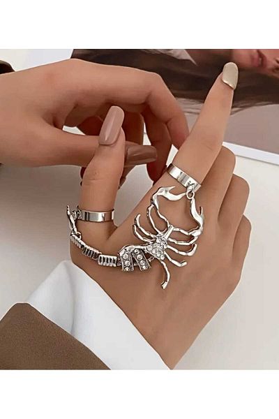 sarıyer silver سوار يد شاهميران مطرز بحجر الزركون موديل العقرب، خاتم أنيق من الفولاذ العقرب شاهميران