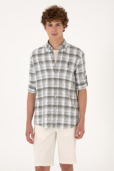 U.S. Polo Assn. قميص أخضر بأكمام طويلة للرجال 50301779-VR054