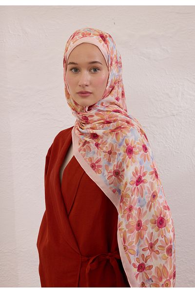 Fresh Sunflower Pattern Rami Shal Soft Pink