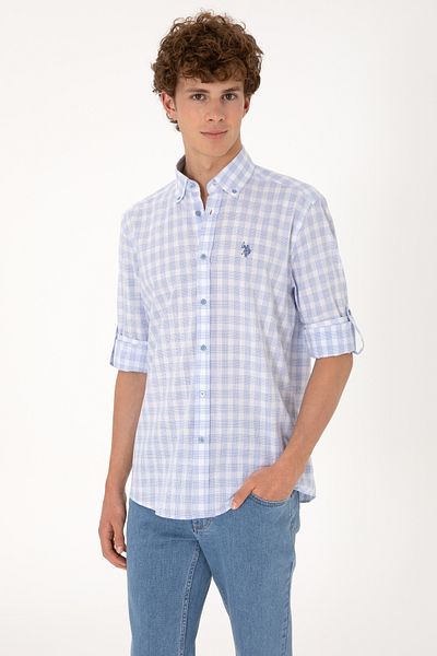 U.S. Polo Assn. Men's Light Blue Long Sleeve Shirt 50306290-Vr003
