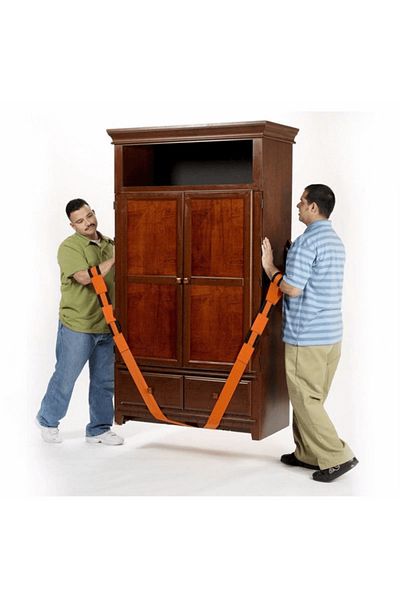 BOEM Set de 2 curele pentru transportul mobilă, pânză, 270x5 cm, portocaliu