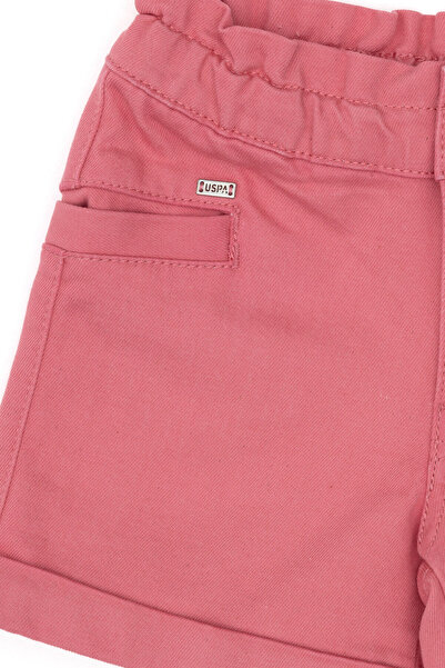 U.S. Polo Assn. Kız Çocuk Pembe Relax Fit Belden Büzgü Detaylı Jean Şort 50301833-VR167