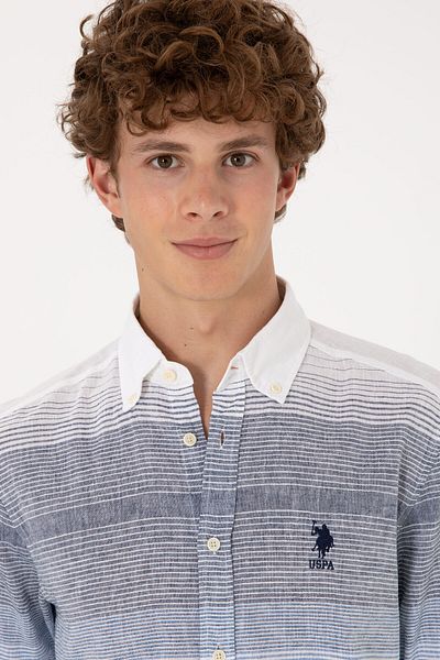 U.S. Polo Assn. Men's Indigo Long Sleeve Shirt 50300007-Vr028
