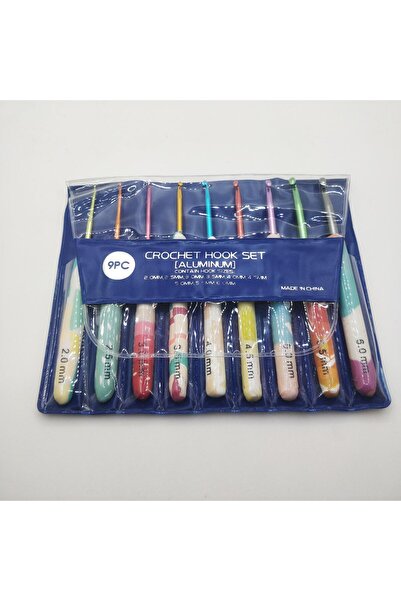NT Renkli Saplı Örgü Tığ Seti | 9 Adet Tığ