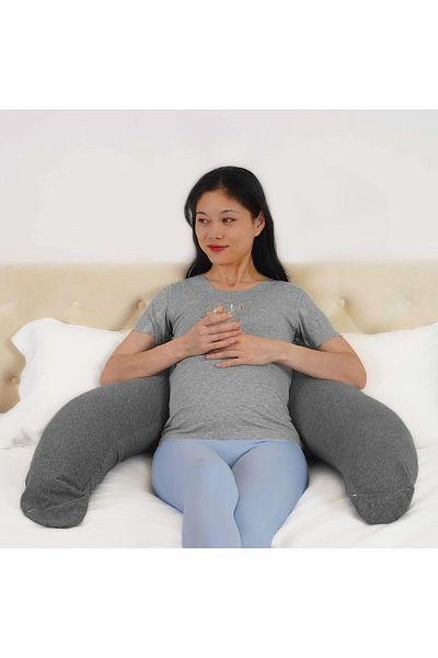 Moon Organic Cresent Maternity Pillow - Grey