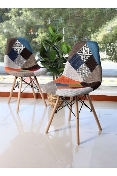 Taimi 3-Piece Dining Set Compact Mid-Century Modern Table, 80x80x72cm With 2-Upholstered Chair Multicolor