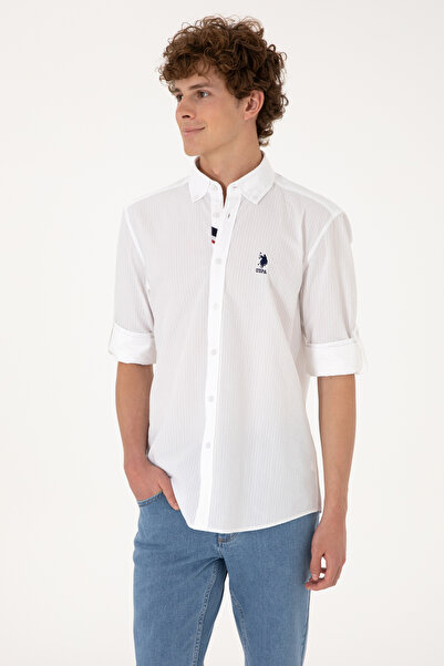 U.S. Polo Assn. Men's White Long Sleeve Shirt 50306321-Vr013
