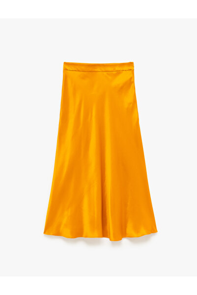 Koton Saténová sukně Midi A-Line z viskózové tkaniny s vysokým pasem